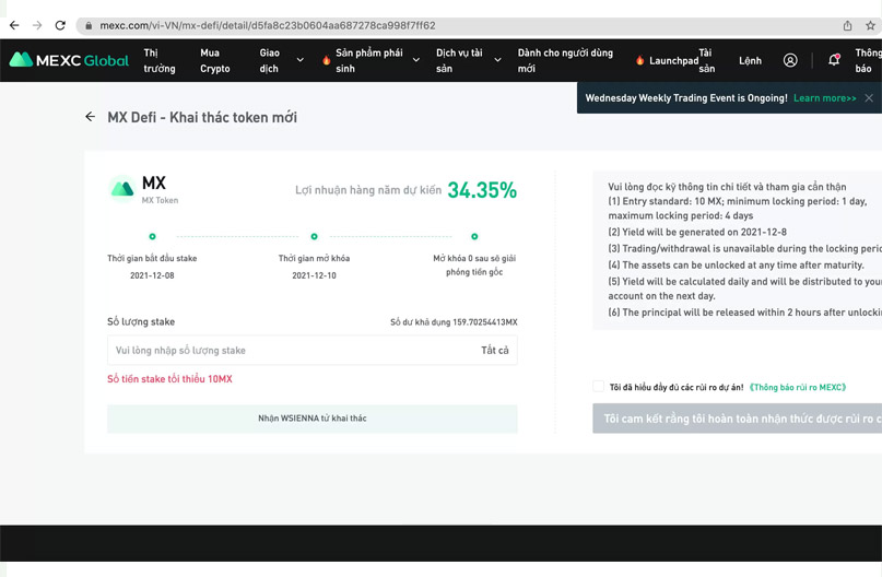 Khai thác token mới trên MEXC