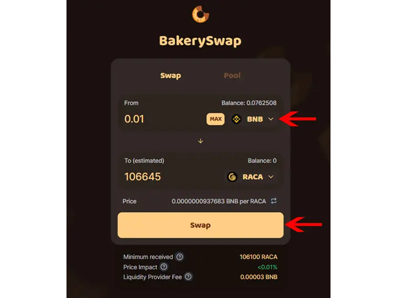 Bắt đầu swap