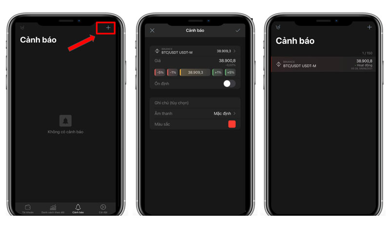 Hướng nhận thiết lập cảnh báo giá trên TabTrader