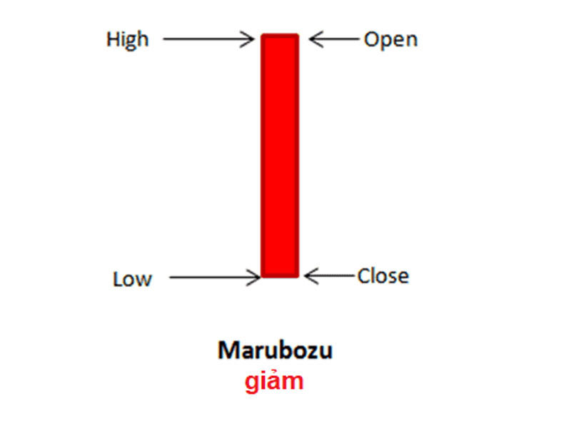 Mô hình nến Marubozu giảm (Bearish Marubozu)