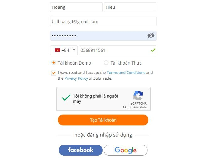 Tài khoản demo